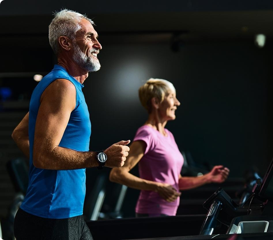 Active older adults exercising, representing mobility, recovery, and regenerative medicine at LeHeal Biogenix.